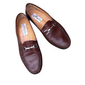 Mezlan Men’s Brown Leather Slip On Leather Horse Bit Buckle Detail Size 9M